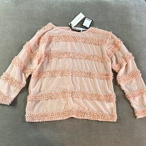 English Factory Pink Textured Stripe Blouse